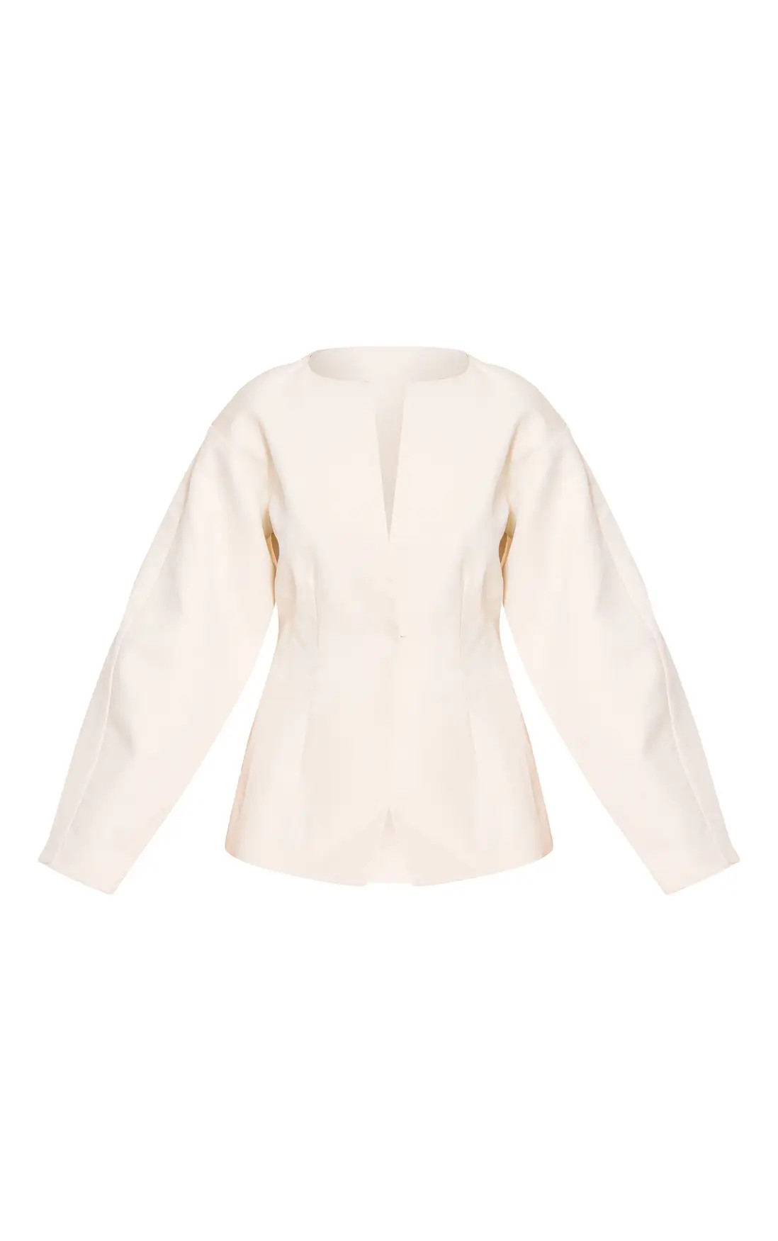 Cream Cocoon Sleeve Cinch Waist Blazer | PrettyLittleThing UK