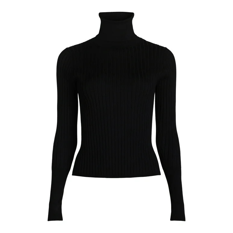 Scoop Women’s Ribbed Turtleneck Sweater, Lightweight, Sizes XS-XXL | Walmart (US)