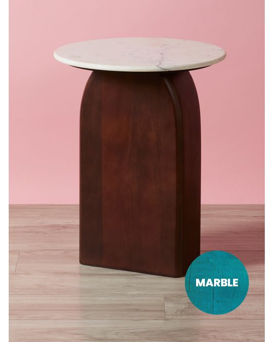 24in Marble And Wood Modern Side Table | Living Room | HomeGoods | HomeGoods
