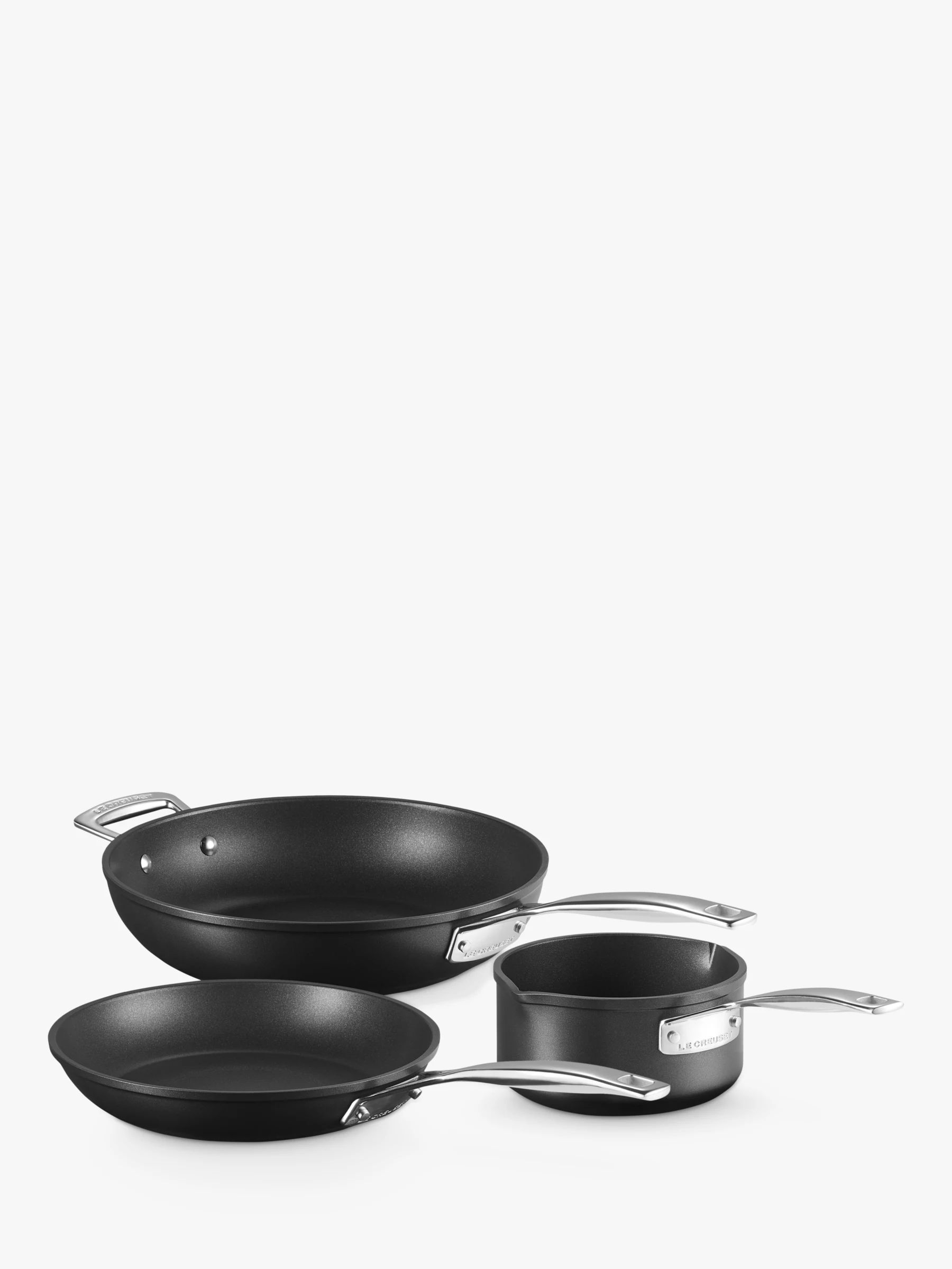 Le Creuset Toughened Non-Stick Deep Saucepan & Frying Pans Set, 3 Piece | John Lewis (UK)