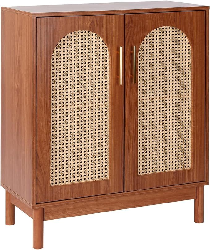 VOWNER Sideboard Buffet Cabinet, Kitchen Storage Cabinet with Rattan Decorated Doors, Accent Cons... | Amazon (US)