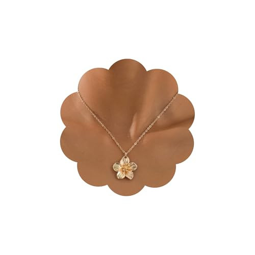 MOEEIJEW Gold Flower Necklace for Women Floral Pendant Choker Statement Necklace Jewelry (Flower A) | Amazon (US)