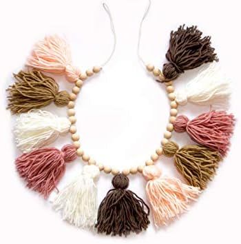 Decocove Tassel Garland - Boho Tassel Garland with Wood Beads - Wall Decor for Dorm, Girls Room a... | Amazon (US)