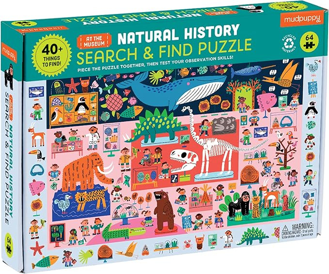Mudpuppy Natural History Museum Search & Find Puzzle from Colorful Illustrations, Complete Puzzle... | Amazon (US)