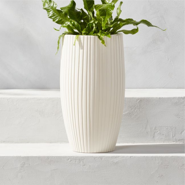 Zadie White Resin Indoor/Outdoor Medium Planter 19.75"H | CB2