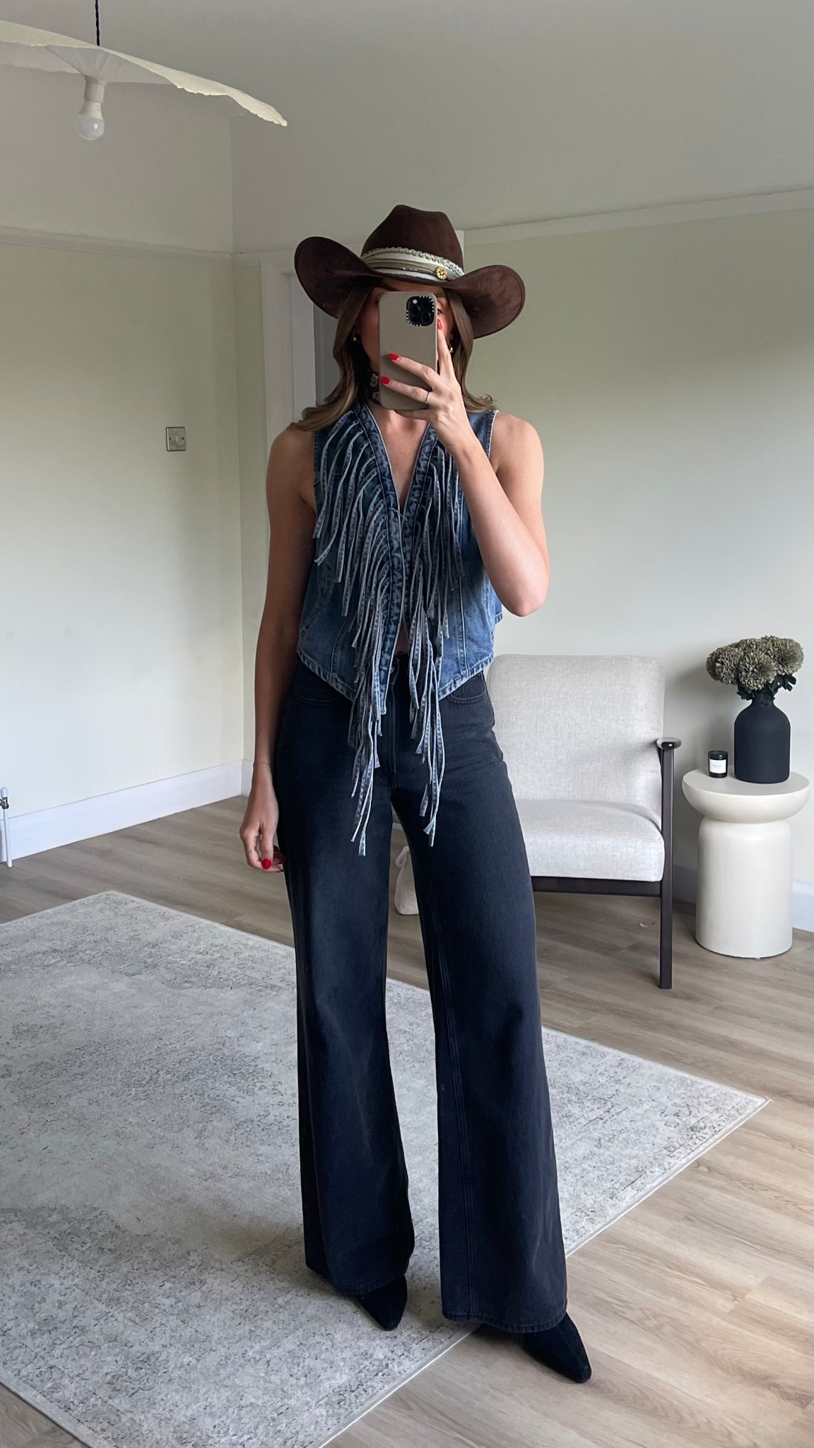 Beyonce’s cowboy Carter tour outfit inspiration 
Wearing a size 8 in the fringe denim waistcoat 
25 long in the Abercrombie wide leg jeans 
Heeled ankle boots 
Cowboy hat 

#LTKuk #LTKsummer #LTKeurope