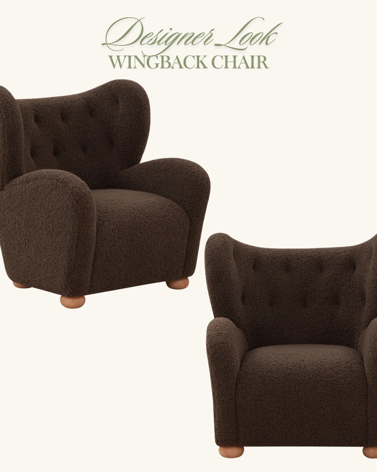 Beautiful brown boucle and bun feet! I’m in LOVE with this gorgeous chair and was shook when I saw the price tag. Still more than Amazon or Target, but so much less than the designer ones we often see, and this looks even BETTER in my opinion! Love the wing back detail and that rich brown color, perfect for any transitional or modern organic design. Wayfair home furniture find.

#LTKHome #LTKSeasonal #LTKSaleAlert