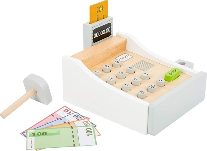 Wooden Cash Register Set by Small Foot – Includes Push Buttons, Credit Card, Scanner & Paper Mo... | Amazon (US)