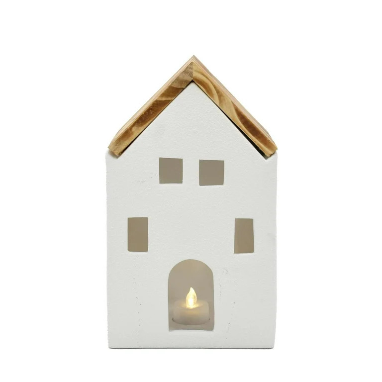 Holiday Time Transitional Traditional 1 Piece Light Up White Ceramic House 10.5” - Walmart.com | Walmart (US)