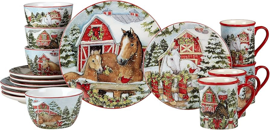 Certified International Homestead Christmas 16 Pc. Dinnerware Set, Service for 4, Multicolor | Amazon (US)