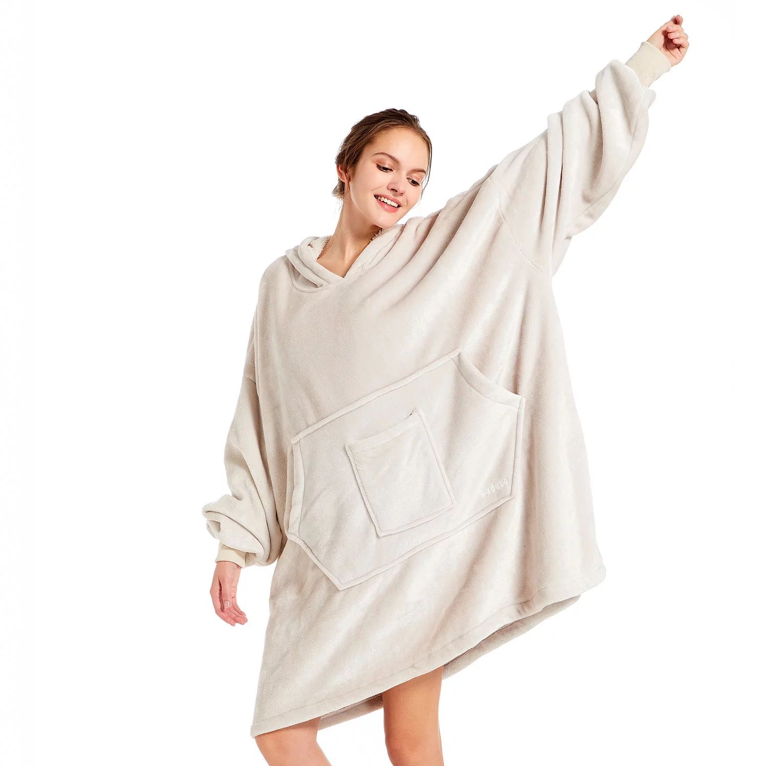 Blanket Hoodie Sweatshirt, Wearable Blanket Oversized Sherpa with Sleeves and Giant Pocket, Cozy ... | Walmart (US)