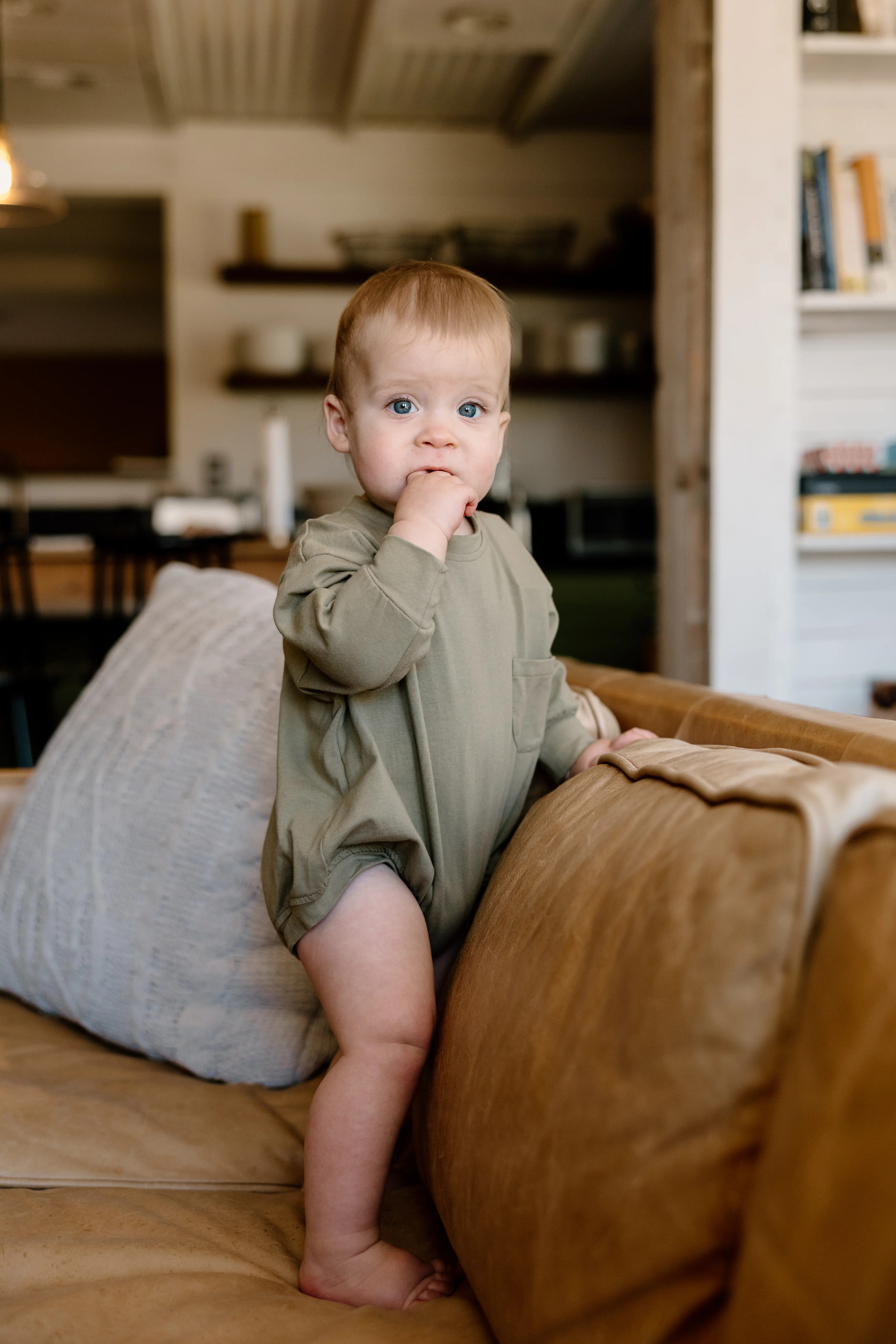 Harley Pocket Romper in Green | Winnie and Crew