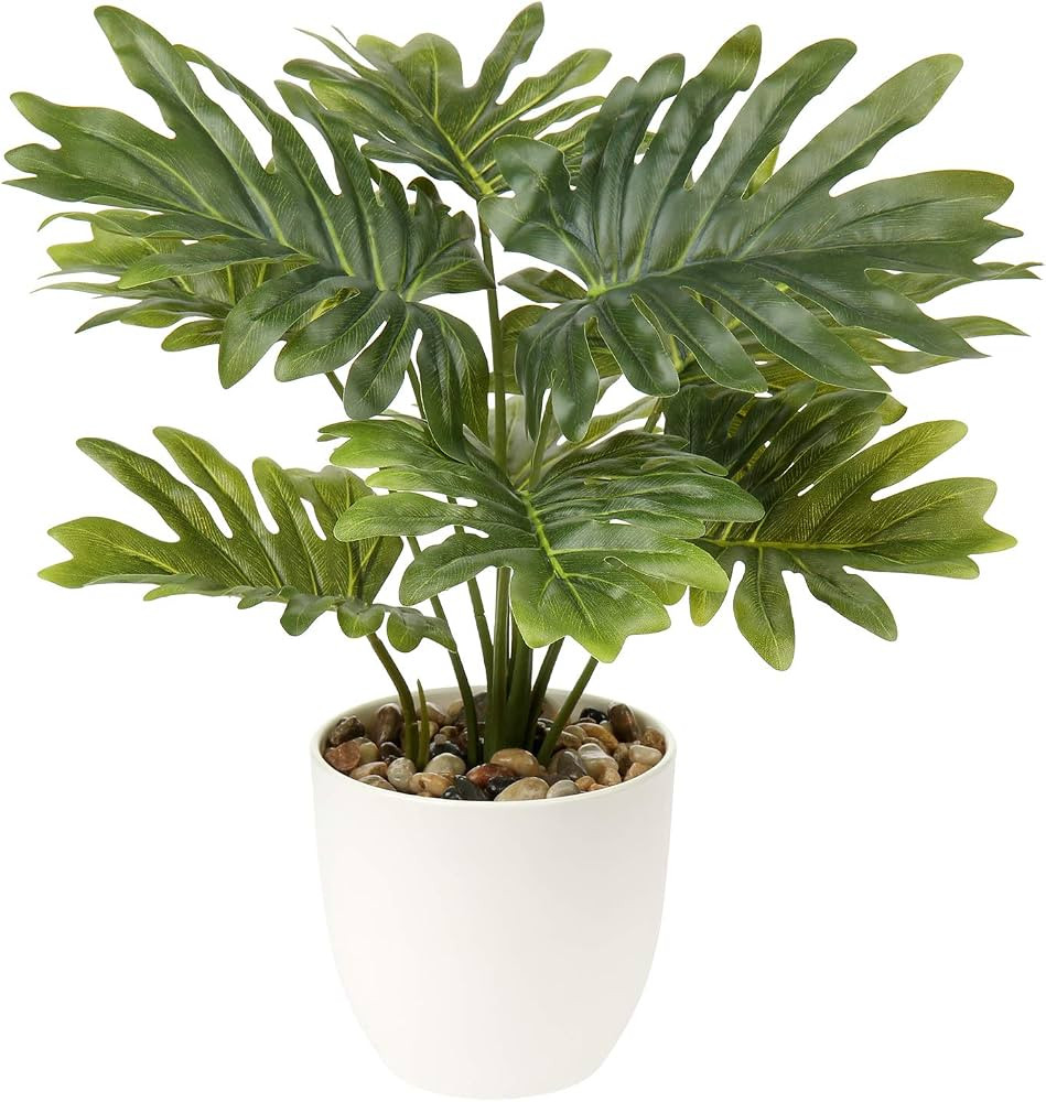 Briful 18'' Tall Artificial Monstera Plant for Home Decor - Indoor Potted Faux Greenery in White ... | Amazon (US)