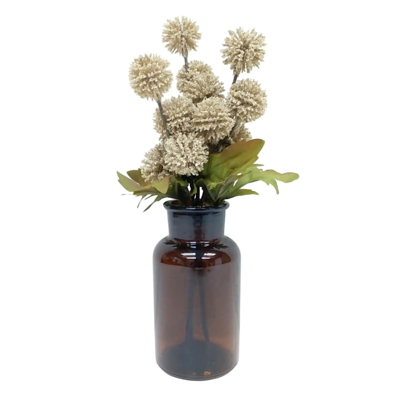Grey Thistle Balls in Glass Pot, 10" | At Home