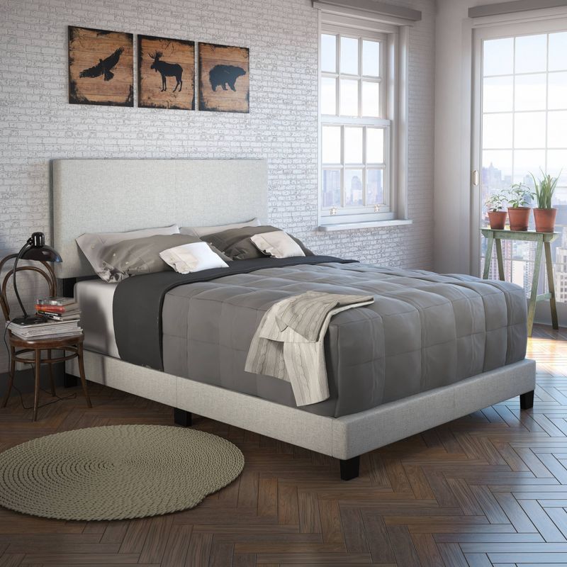 Queen Monroe Linen Upholstered Platform Bed Frame Light Beige - Eco Dream | Target