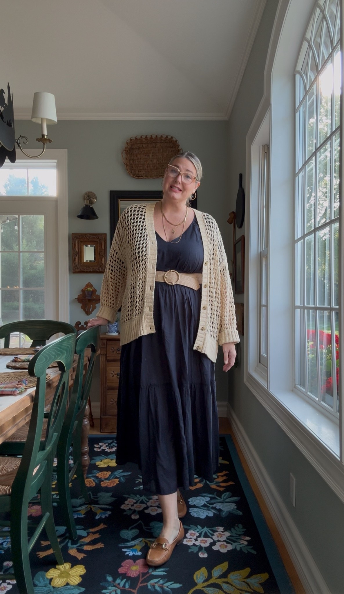 Fall transition OOTD

Dress is from target it is a little bit see-through so I definitely recommend wearing a slip skirt underneath or your cooling shorts is what I wore wearing XXL

Sweater J.Crew wearing large