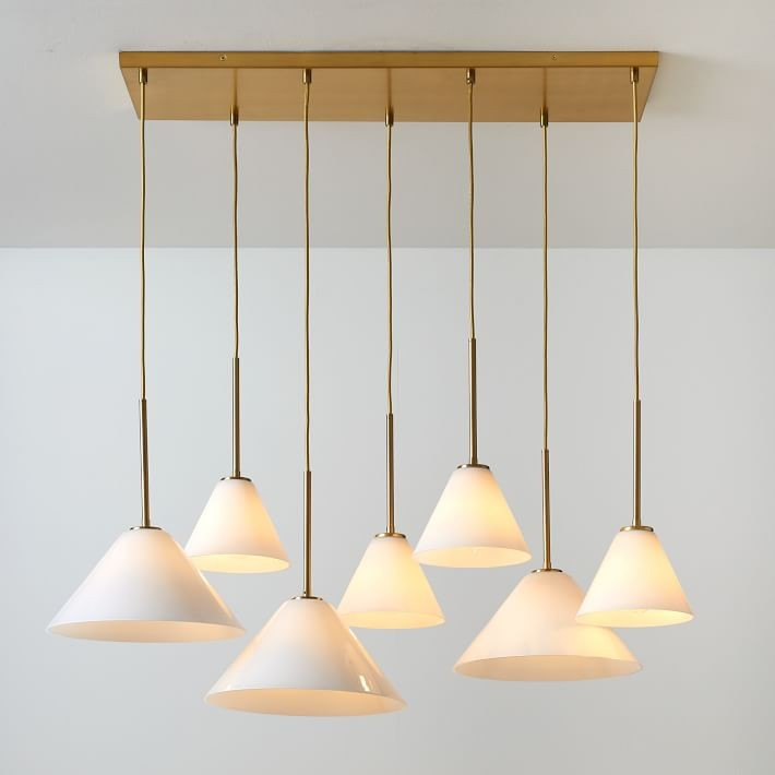 Sculptural Glass 7-Light Cone Chandelier - Milk | West Elm (US)