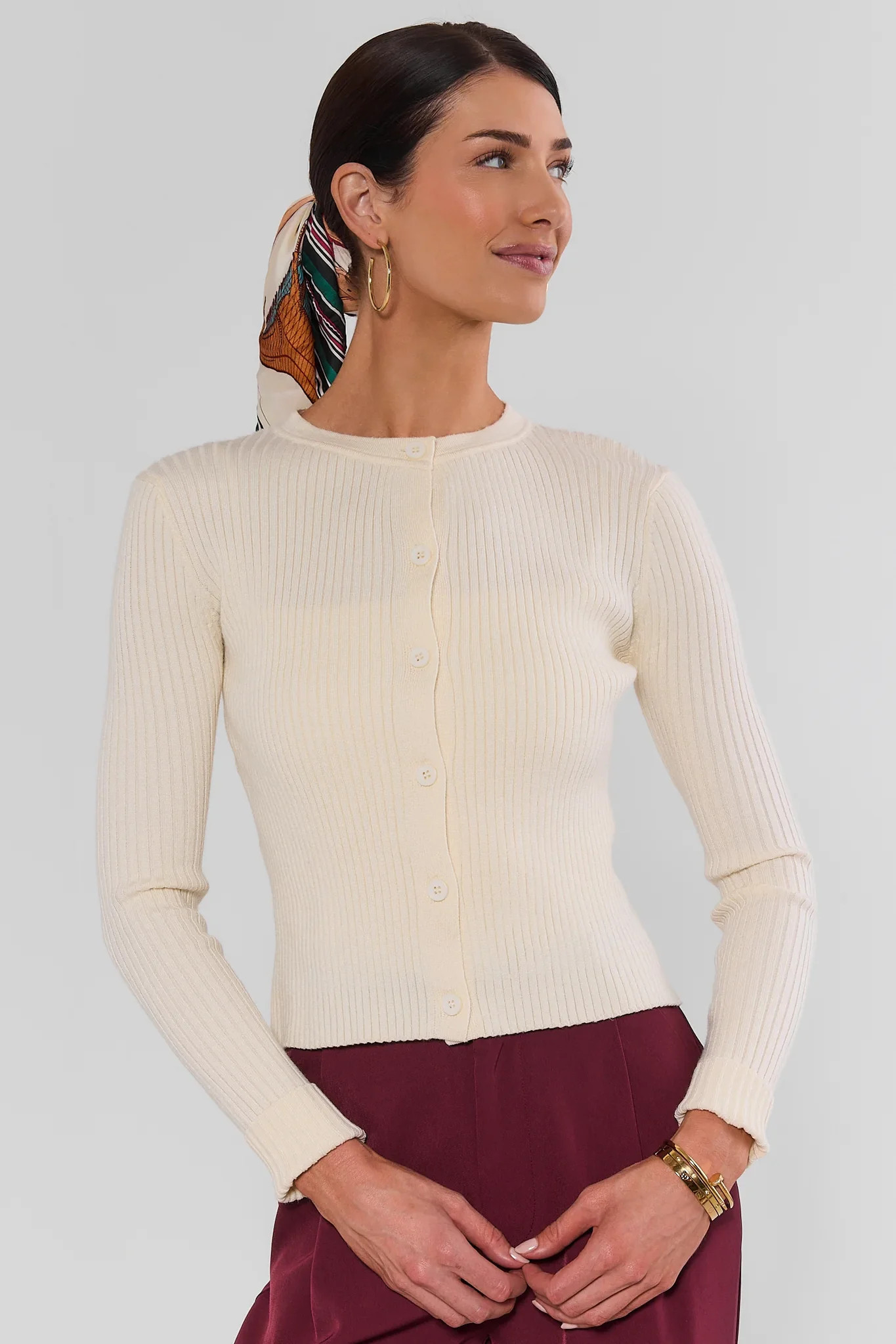 Marion Cream Ribbed Cardigan | Avara
