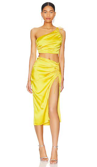 Kristy Ruched Skirt Set in Yellow | Revolve Clothing (Global)