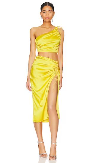 Kristy Ruched Skirt Set in Yellow | Revolve Clothing (Global)