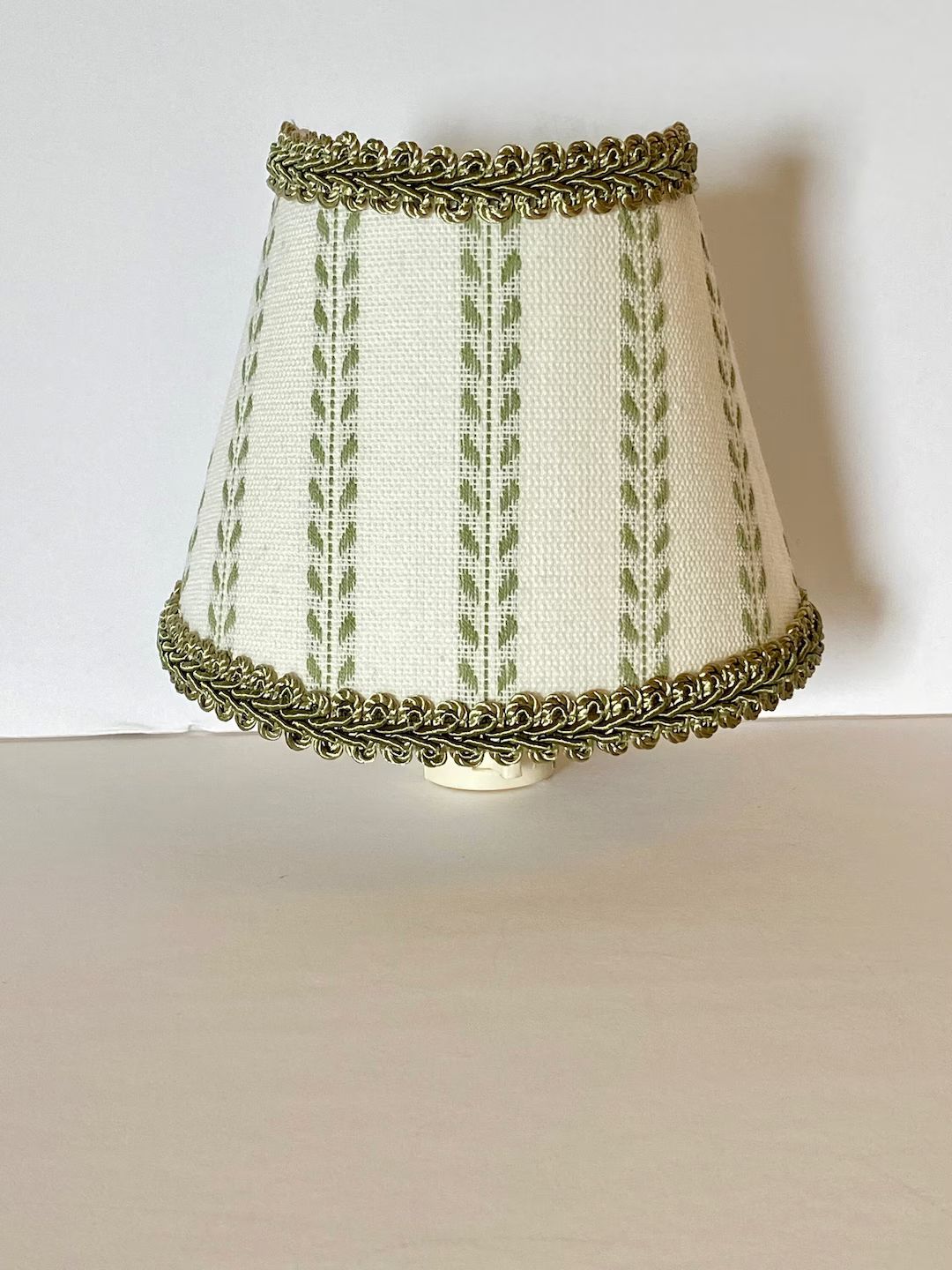 Sage Green and Ivory Dobby Striped Night Light | Etsy (US)