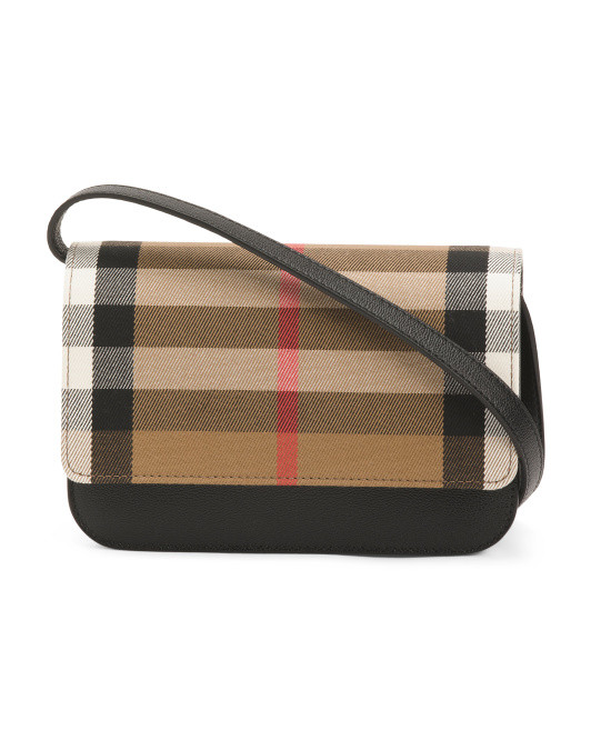 Leather And Checkered Madison House Crossbody | TJ Maxx