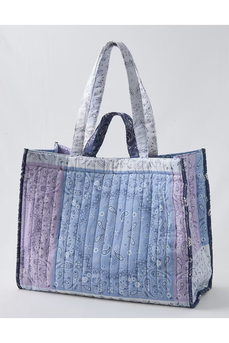 Aerie Quilted Patchwork Tote Bag Women's Eyelet Blue One Size | Aerie
