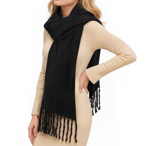 RIIQIICHY Scarf for Women Chunky Winter Scarf Cold Weather Black Thick Warm Ladies Scarves | Amazon (US)