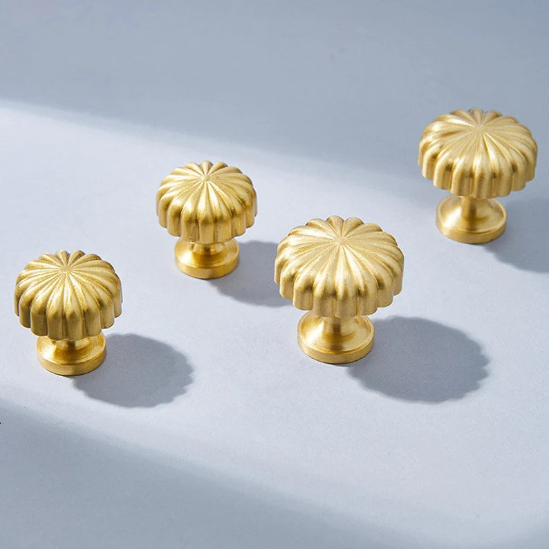 Brass sun knobs solid brass Pulls knobs, gold Cupboard Door Handles, modern cabinet Knobs, furnit... | Etsy (US)