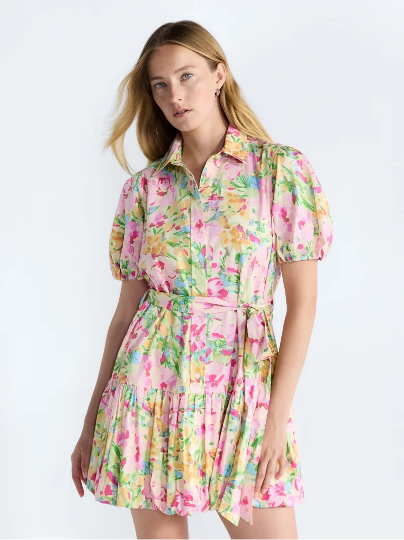 Free Assembly Women's and Women's Plus Cotton Mini Dress with Puff Sleeves, Sizes XS-4X | Walmart (US)