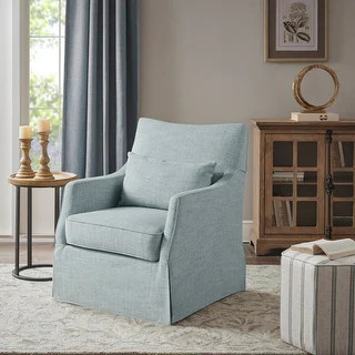 Martha Stewart London Skirted 360 degree Swivel Chair - Light Blue | Bed Bath & Beyond
