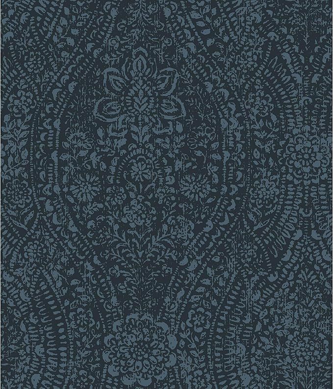 RoomMates Blue & Black Ornate Ogee Peel and Stick Removable Wallpaper | Amazon (US)