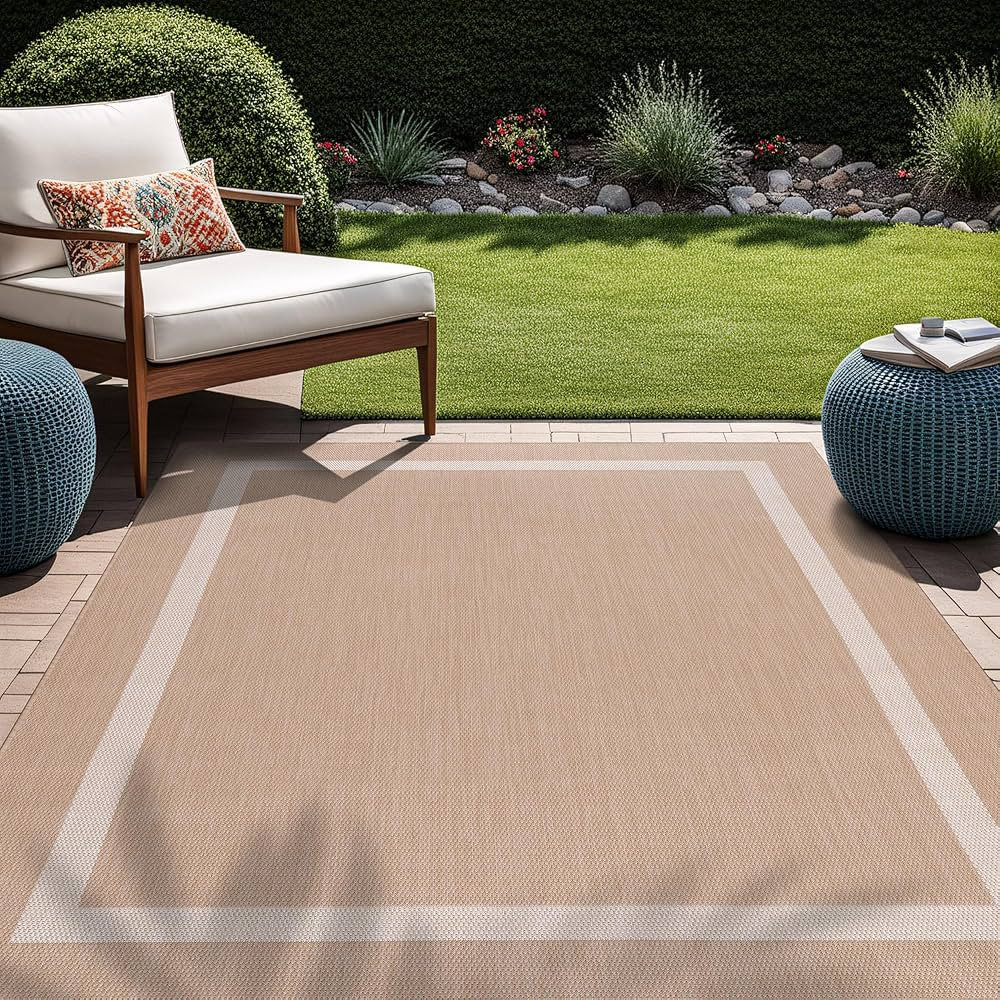 Beverly Rug Waikiki Indoor Outdoor Rug 8x10, Washable Outside Carpet for Patio, Deck, Porch, Bord... | Amazon (US)