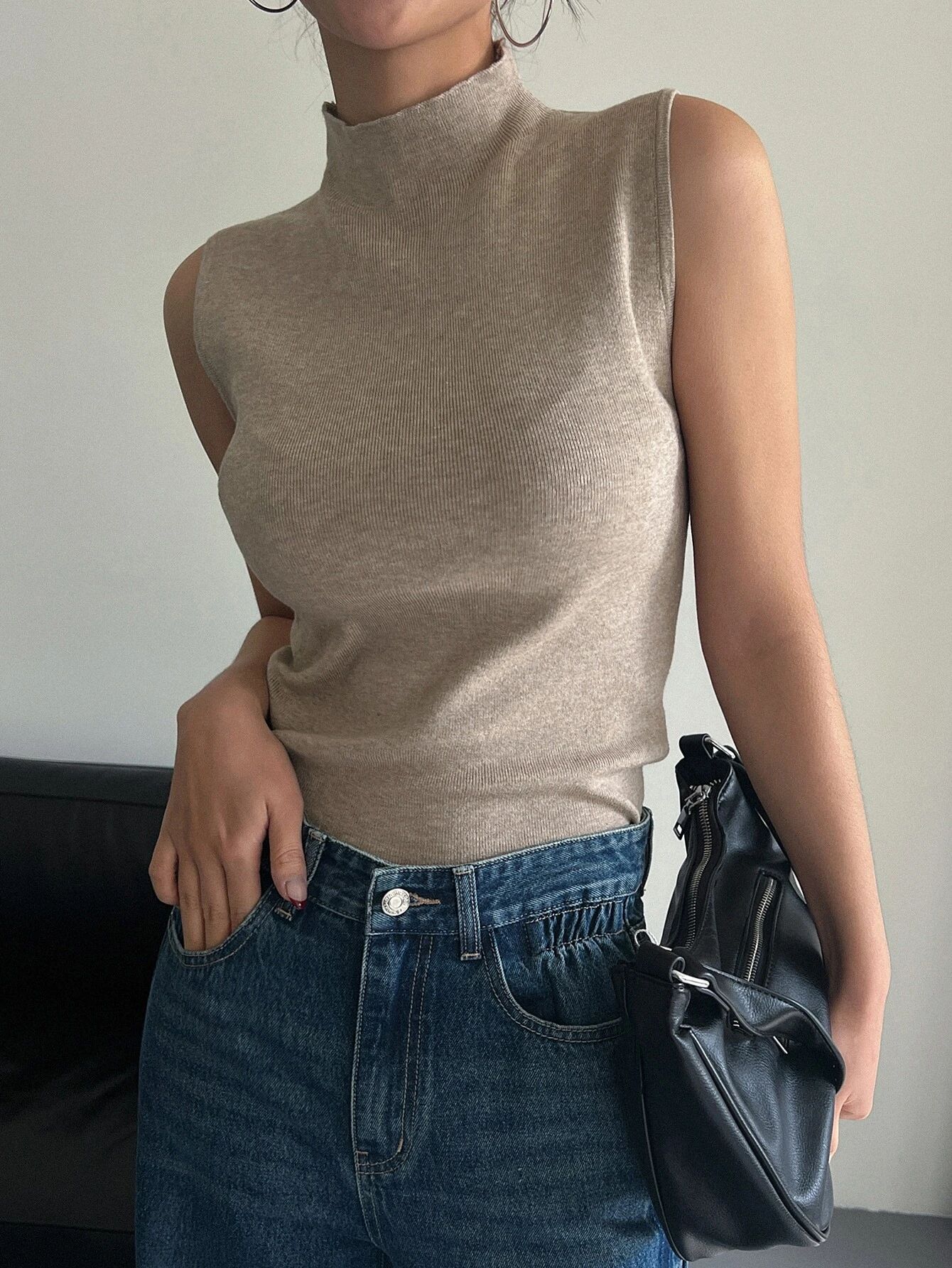 DAZY Solid Mock Neck Sweater Vest | SHEIN