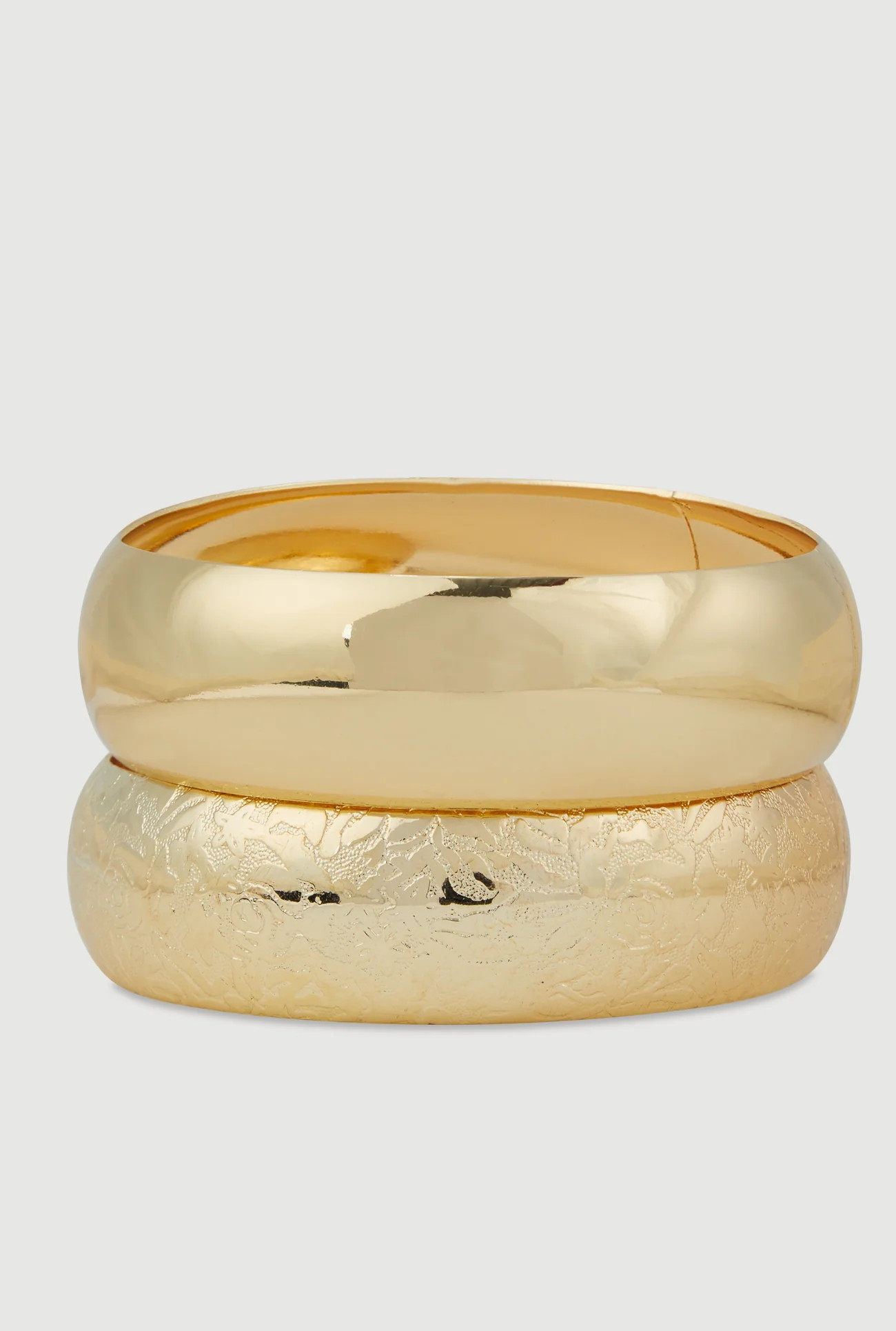 Wide Metallic Bangles Set of 2 | Rainbow Shops