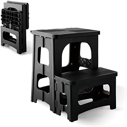Topfun 8“ 17” Folding 2-Step Stool, Non-Slip Footstool for Adults or Kids, Capacity of 300 lbs - Por | Amazon (US)