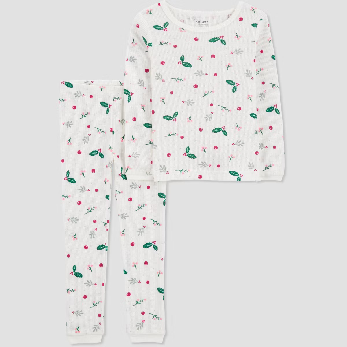 Carter's Just One You®️ Toddler Girls' 2pc Cotton Long Sleeve Holly Pajama Set - White | Target