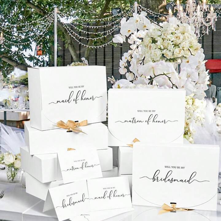 8Packs Elegant Bridesmaid Proposal Box Set With Ribbon, 10.6x7.9x3.1 Inch Perfect Maid Of Honor P... | SHEIN