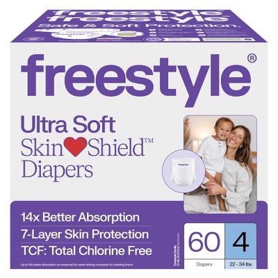 Freestyle Hyper Absorbent Ultra Soft TCF Baby Diapers - Size 4 - 60 ct | Target
