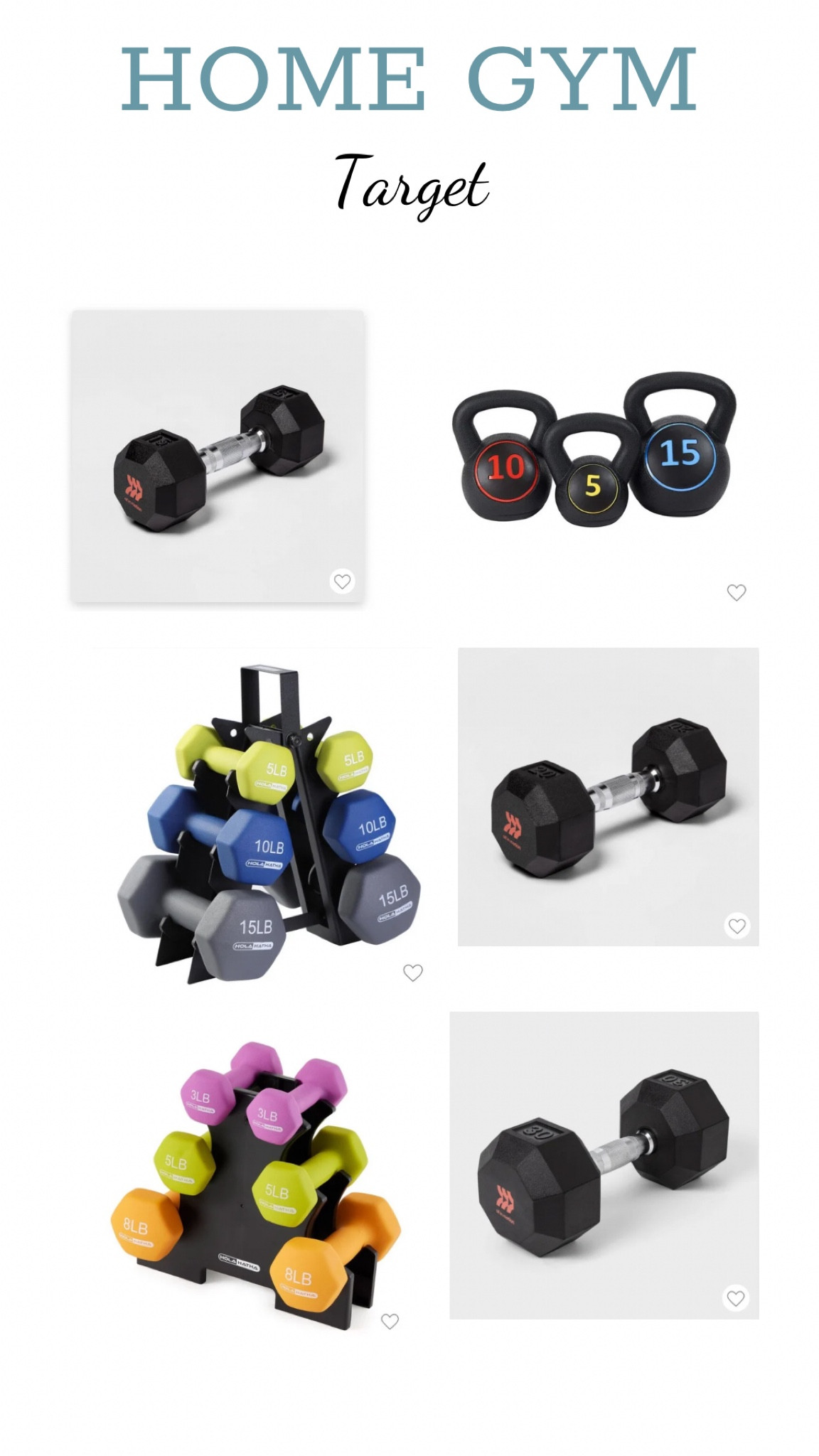 Target favorites for home gym. Dumbbells, kettlebells  

#LTKGiftGuide #LTKMostLoved #LTKfitness