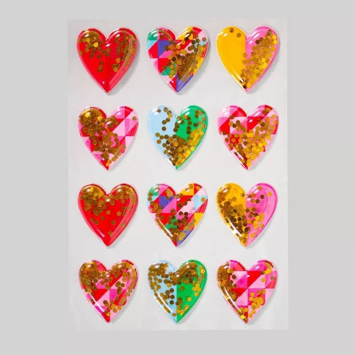 Confetti Filled Valentine's Heart Sticker and 4pc Sticker Label - Spritz™ | Target