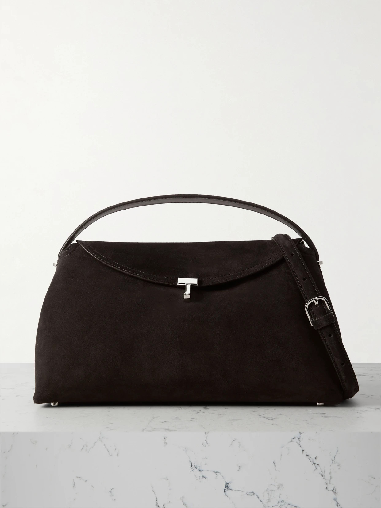TOTEME - T-lock Suede Shoulder Bag - Brown | NET-A-PORTER (US)