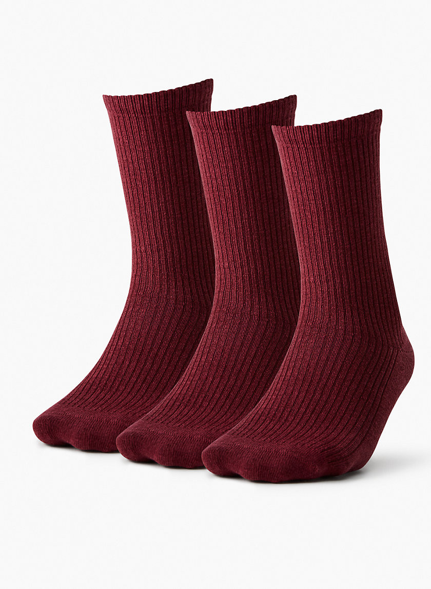Wilfred Only Crew Socks 3-Pack in Spiced Burgundy size Medium/Large | Aritzia