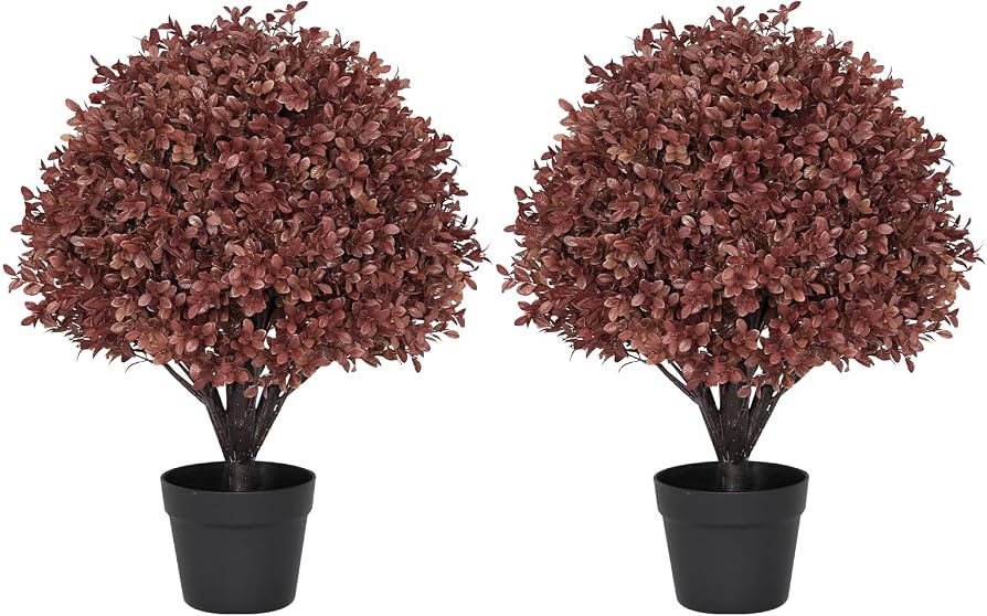 24" Artificial Boxwood Ball Plants Outdoor, Fall Topiary Trees | Amazon (US)