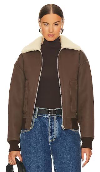 Camila Shearling Bomber in Chocolate Brown | Revolve Clothing (Global)