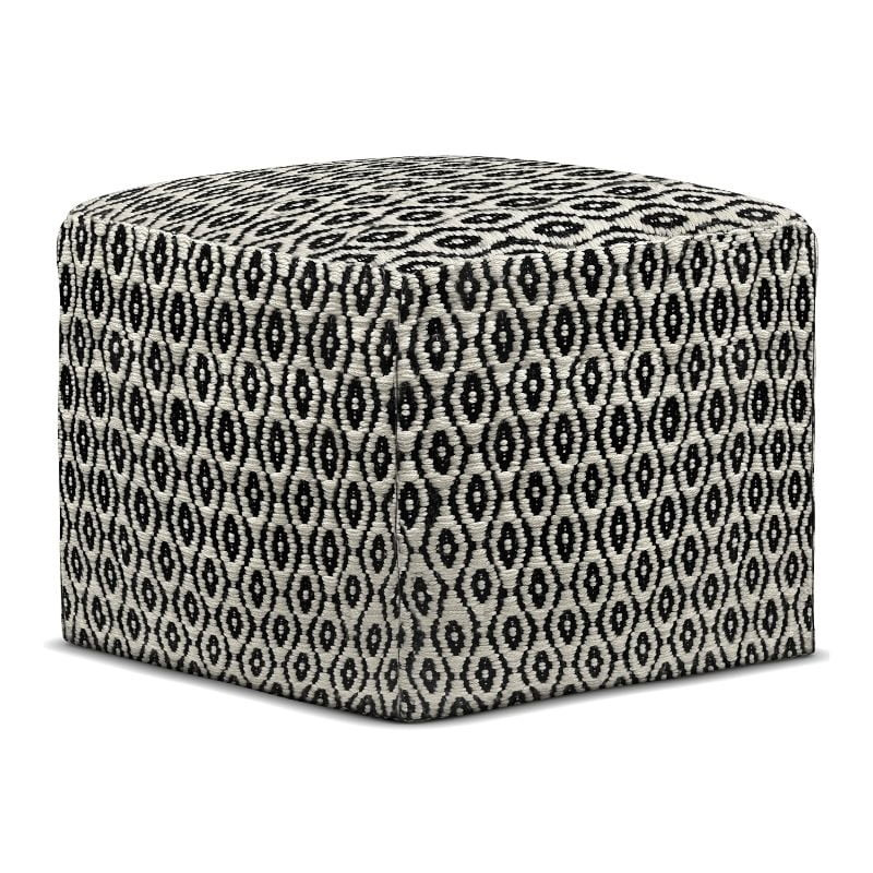 Pemberly Row Modern Boho Square Fabric Woven Pouf in Black and White | Walmart (US)