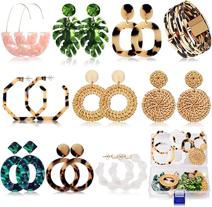 Amazon.com: Acrylic Earrings for Women Girls Drop Dangle Leaf Earrings Bohemian Statement Earring... | Amazon (US)