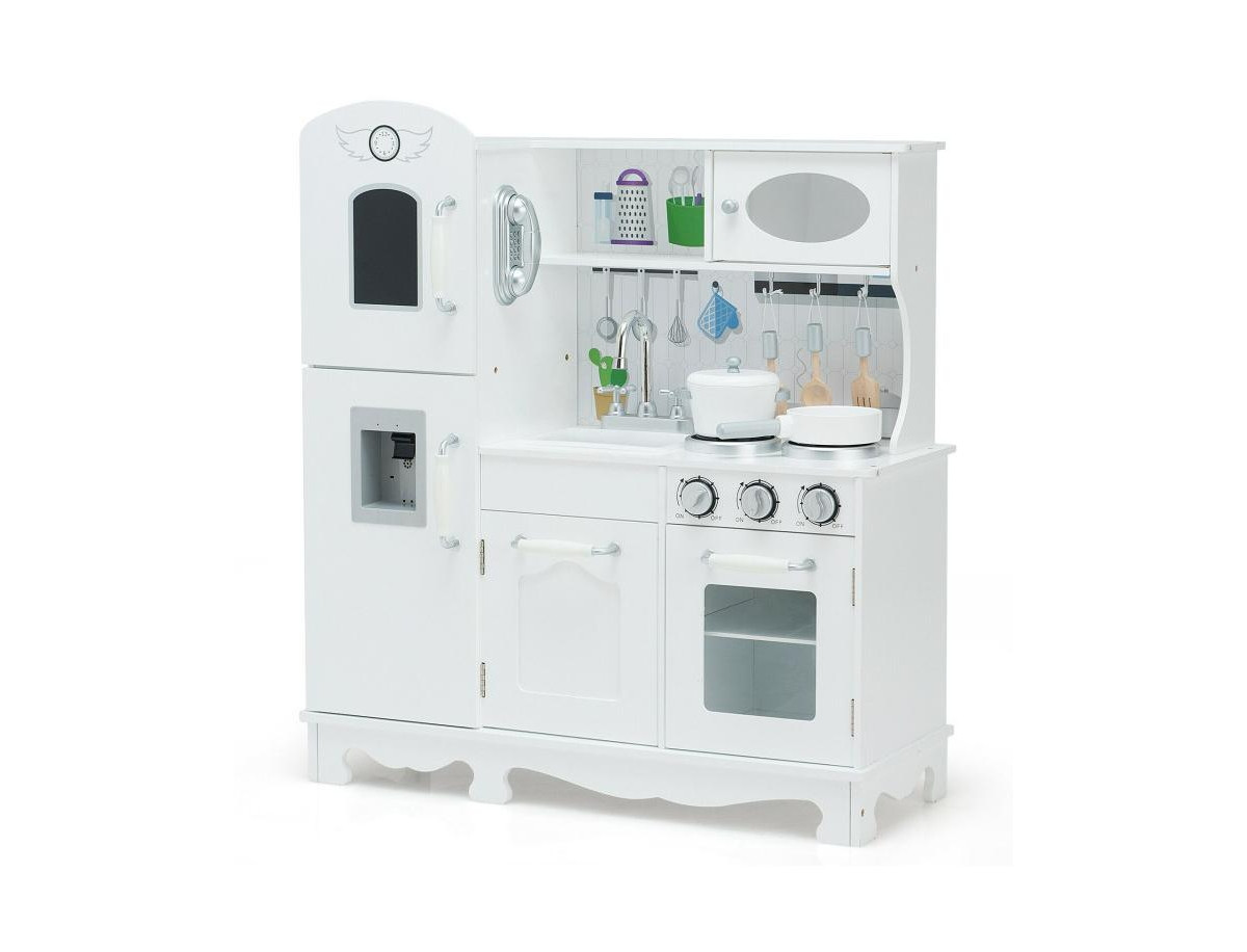 Slickblue Vintage like Play Kitchen Pretend Kids Cooking Playset Toys with Water Dispense - White | Macy's