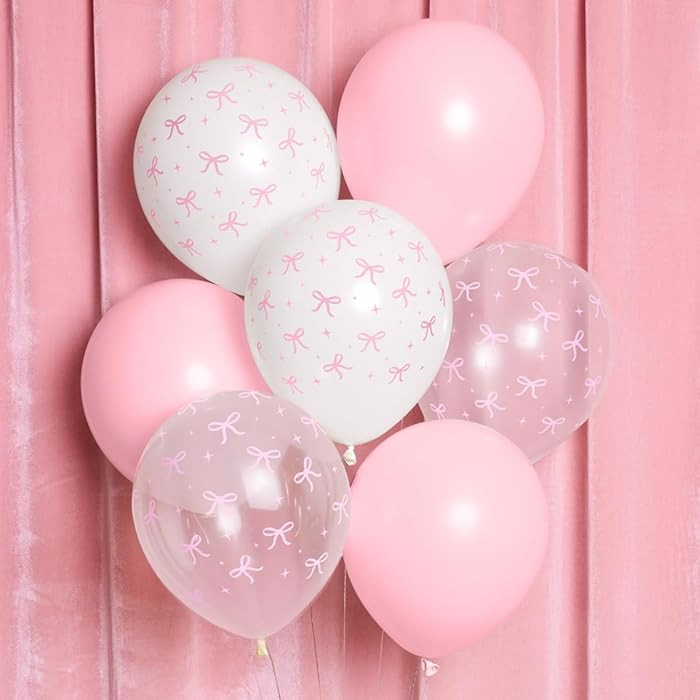 xo, Fetti Party Decorations Pink Latex Bow Balloons - 24 pk, 12" | Bachelorette Decorations, Bow ... | Amazon (US)