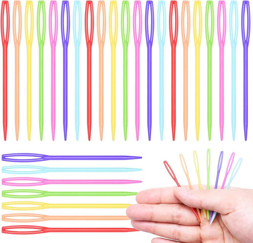 50 Count 7cm(2-3/4 inch) Plastic Yarn Needles for Kids, Large Eye Sewing Crochet Needle for Yarn ... | Amazon (US)